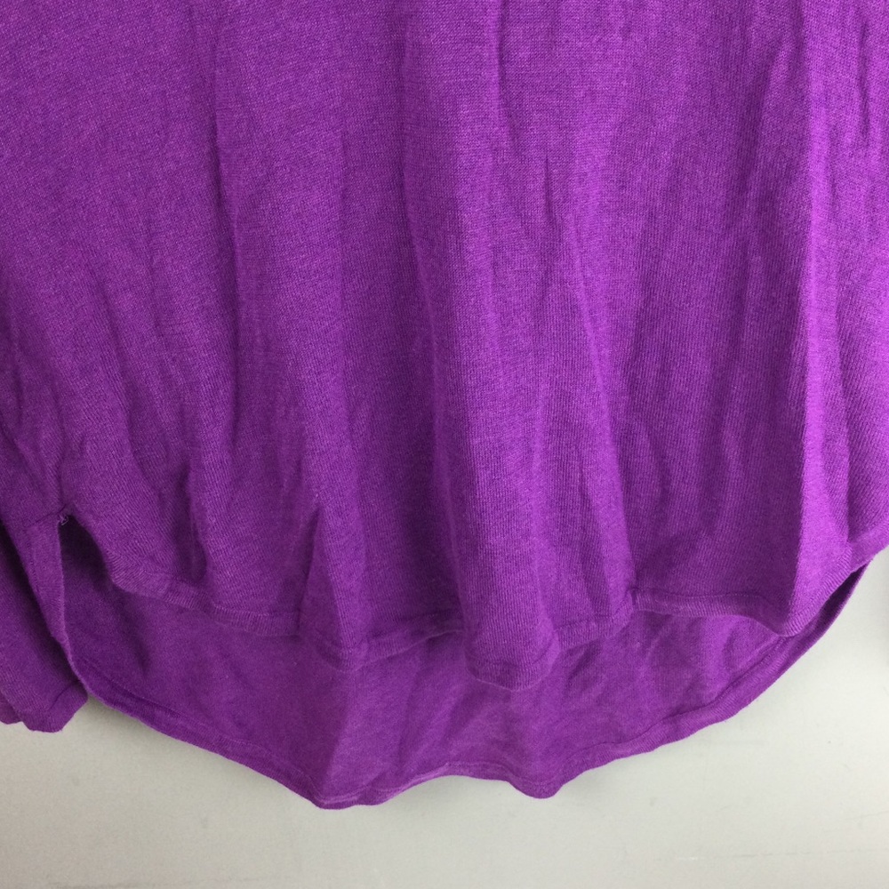 LAUREN RL High Low V-Neck Silk Purple Sweater - Picture 6 of 9